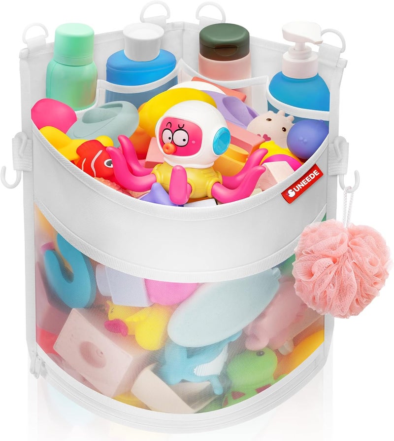 UNEEDE 3.5 Gallons Corner Mounted Versatile Bath Toy Organizer, Mesh Shower Caddy for Bathtub Toy Organizer and Storage, Quick Dry Bath Toy Holder - Image 1